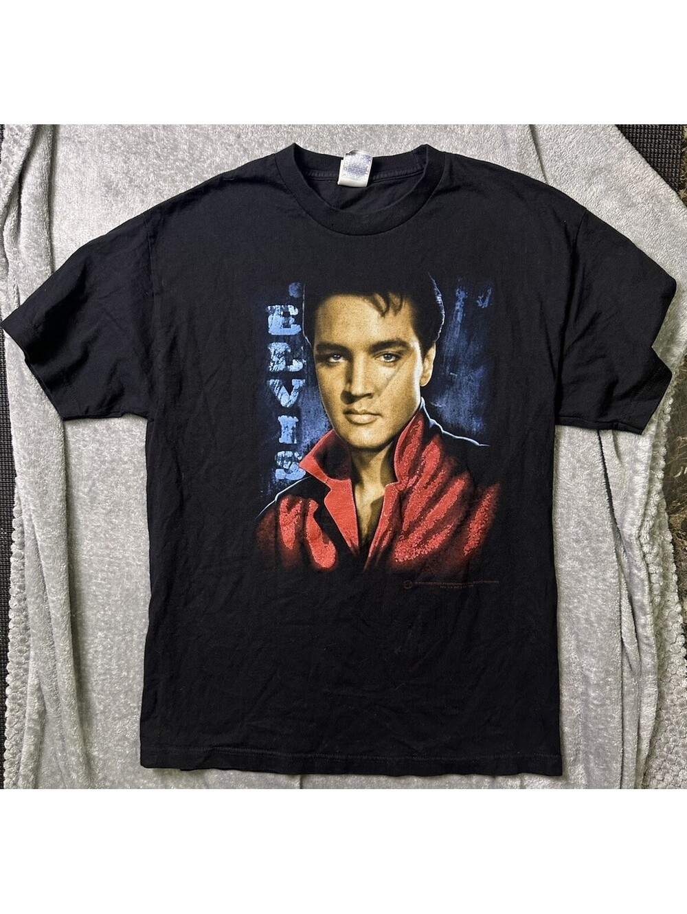 Vintage 2003 Elvis Presley T Shirt Mens L Black Portrait AAA Alstyle Rock Music